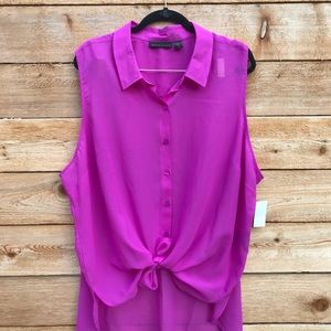 Purple sleeveless button up NWT